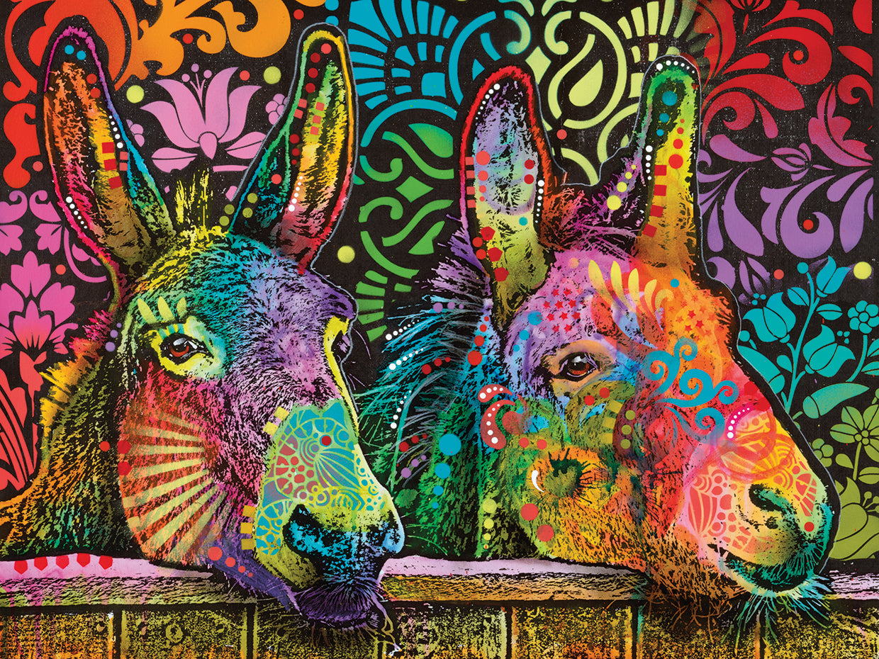 Donkeys - highest quality handcrafted wall art work on large canvas & framed canvas prints by Dean Russo 