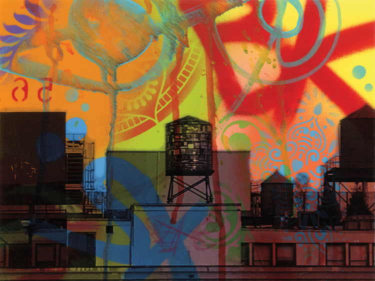 Brooklyn Watertower - highest quality handcrafted wall art work on large canvas & framed canvas prints by Dean Russo 