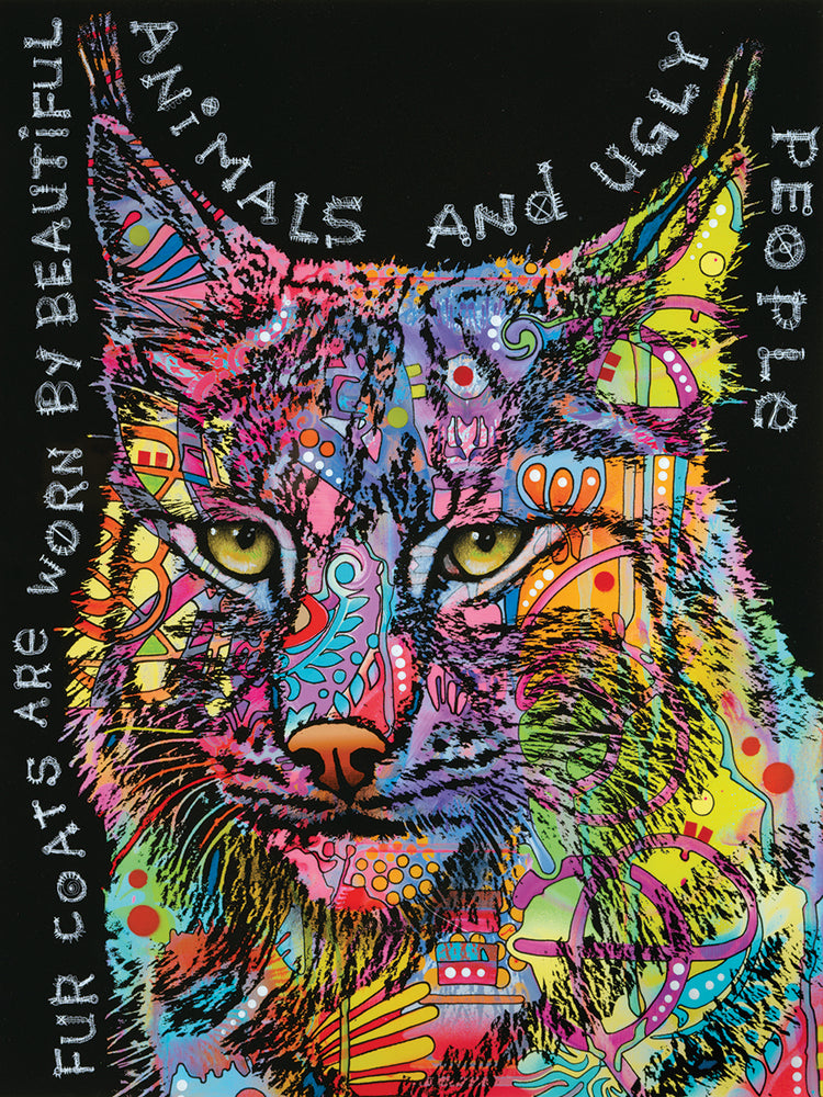 Psychedelic Bobcat - highest quality handcrafted wall art work on large canvas & framed canvas prints by Dean Russo 