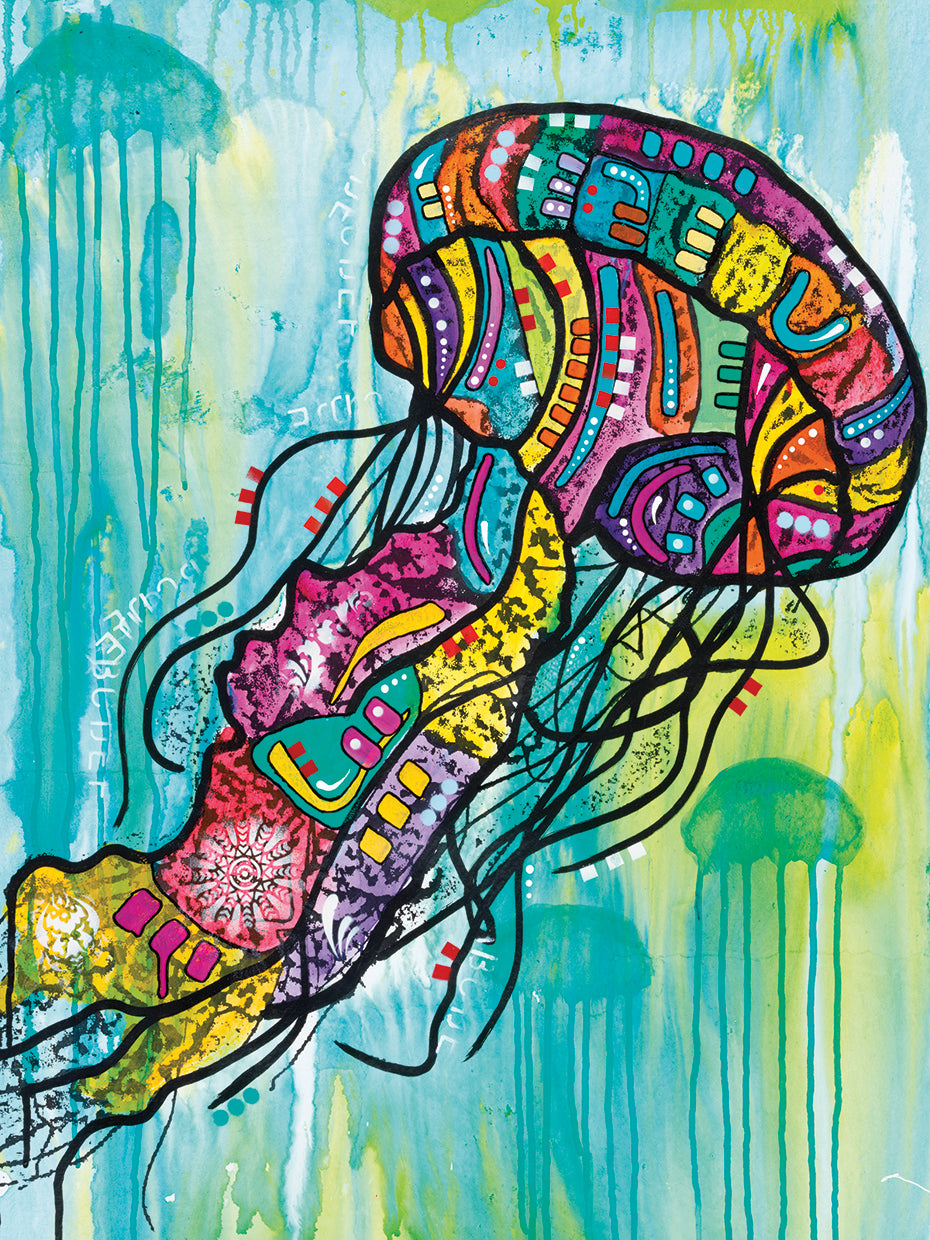 Jellyfish - highest quality handcrafted wall art work on large canvas & framed canvas prints by Dean Russo 