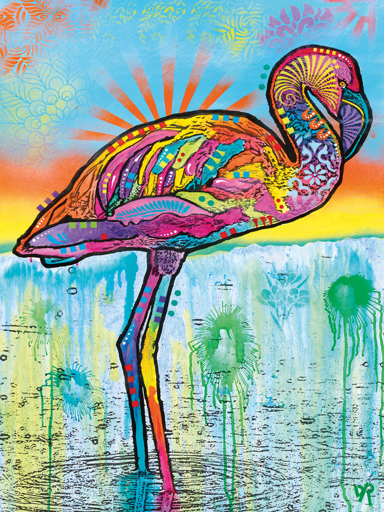 Pink Flamingo - highest quality handcrafted wall art work on large canvas & framed canvas prints by Dean Russo 