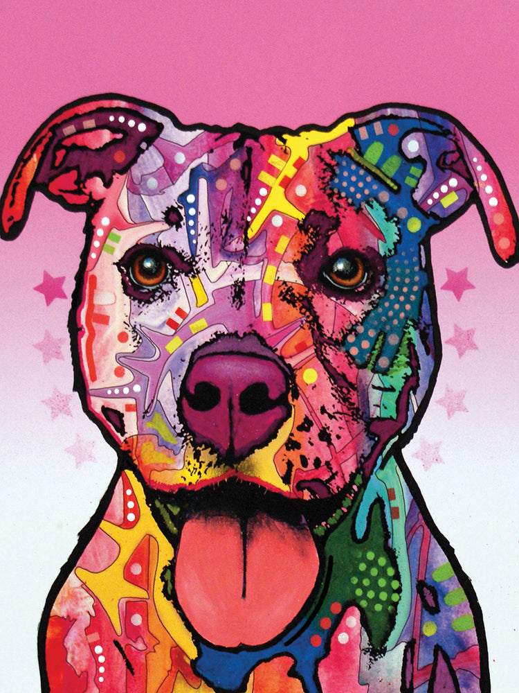 Cherish The Pitbull - highest quality handcrafted wall art work on large canvas & framed canvas prints by Dean Russo 