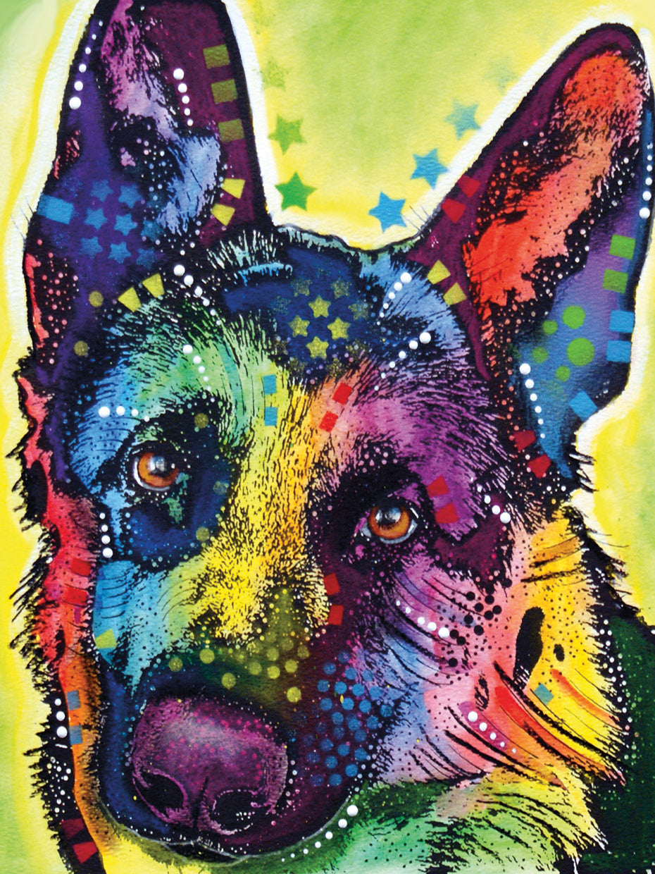 German Shepherd - highest quality handcrafted wall art work on large canvas & framed canvas prints by Dean Russo 