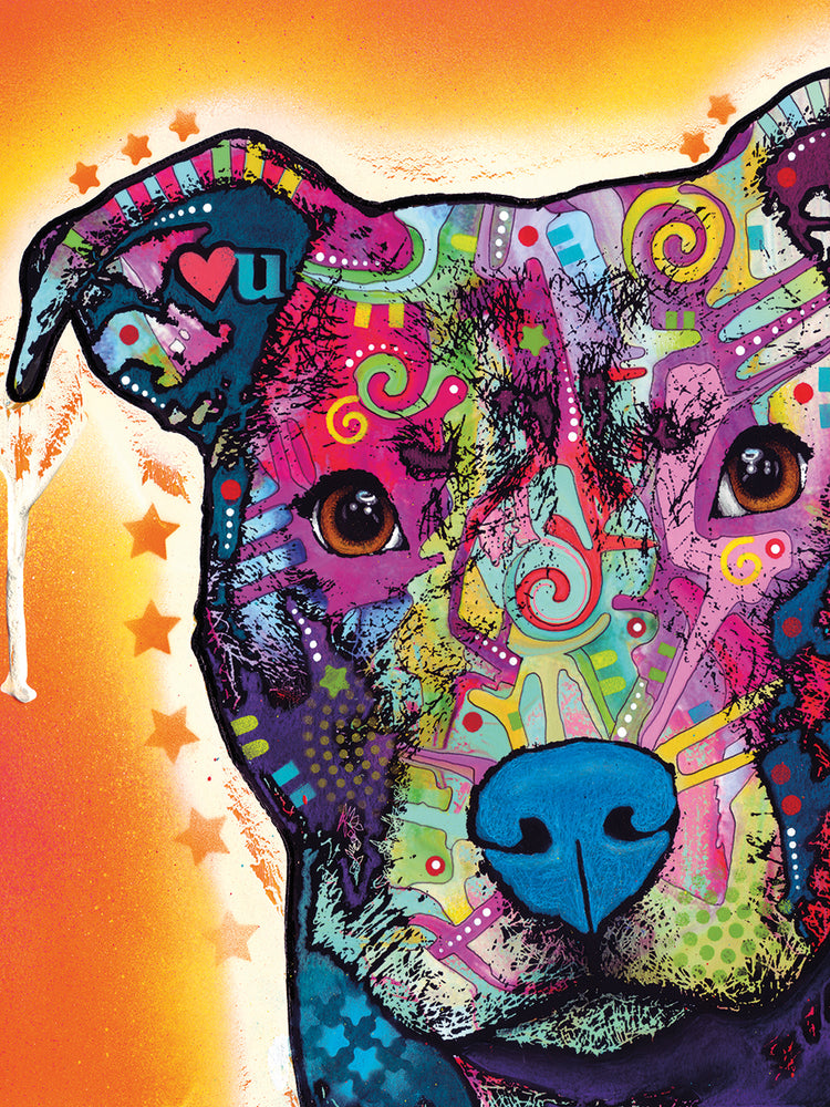Heart U Pit Bull - highest quality handcrafted wall art work on large canvas & framed canvas prints by Dean Russo 