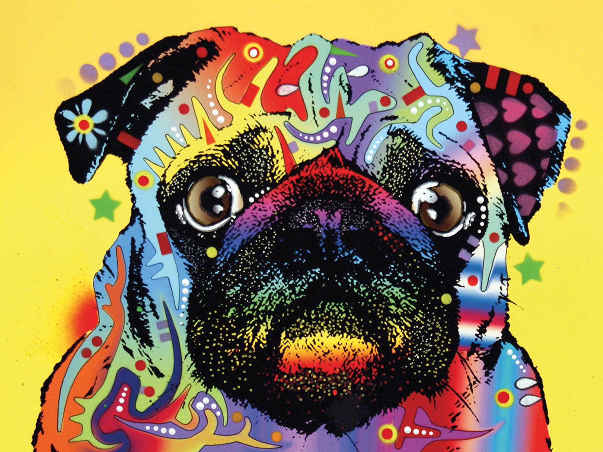 Pug - highest quality handcrafted wall art work on large canvas & framed canvas prints by Dean Russo 