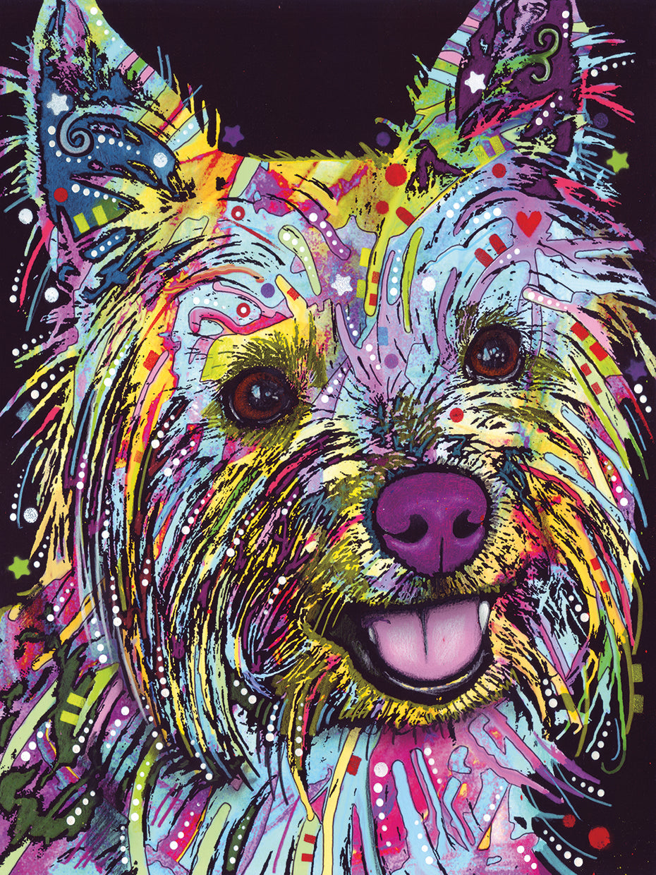 Yorkie - highest quality handcrafted wall art work on large canvas & framed canvas prints by Dean Russo 