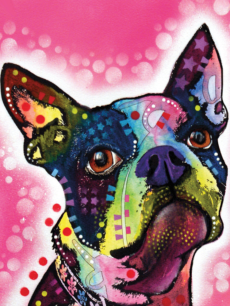 Boston Terrier - highest quality handcrafted wall art work on large canvas & framed canvas prints by Dean Russo 