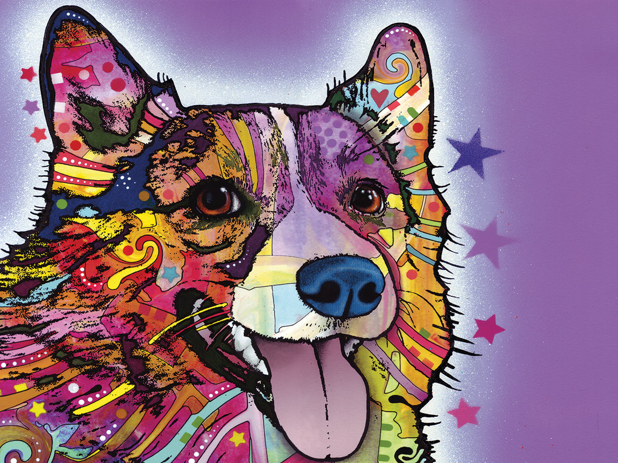 Corgi - highest quality handcrafted wall art work on large canvas & framed canvas prints by Dean Russo 