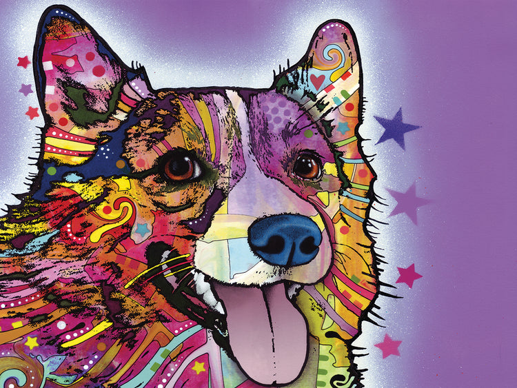 Corgi - highest quality handcrafted wall art work on large canvas & framed canvas prints by Dean Russo 