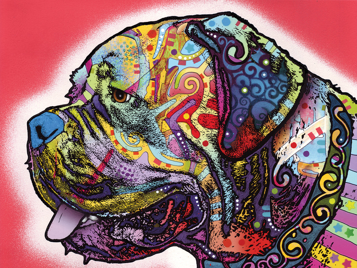 Profile Mastiff - highest quality handcrafted wall art work on large canvas & framed canvas prints by Dean Russo 