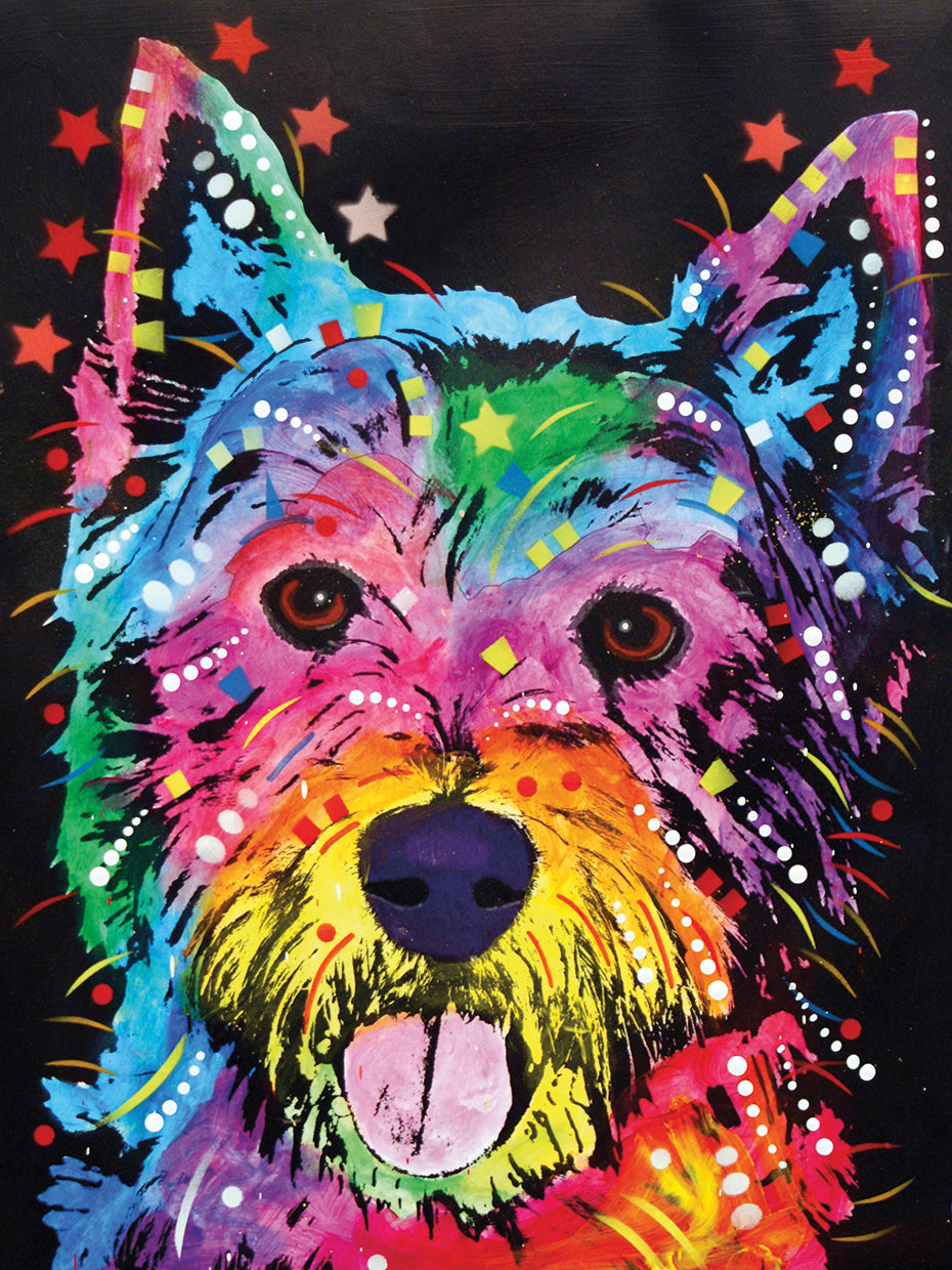 Westie - highest quality handcrafted wall art work on large canvas & framed canvas prints by Dean Russo 