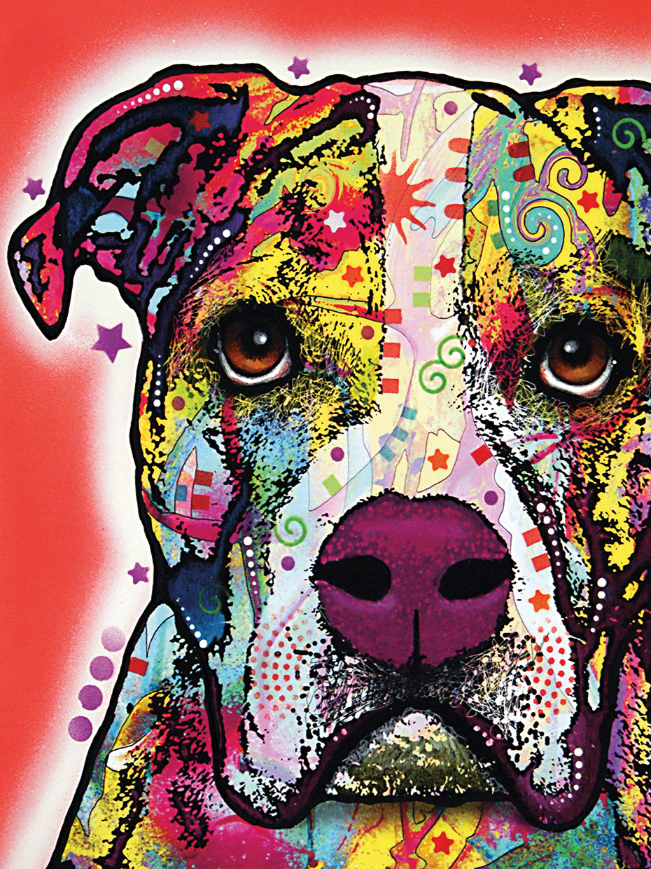 American Bulldog - highest quality handcrafted wall art work on large canvas & framed canvas prints by Dean Russo 