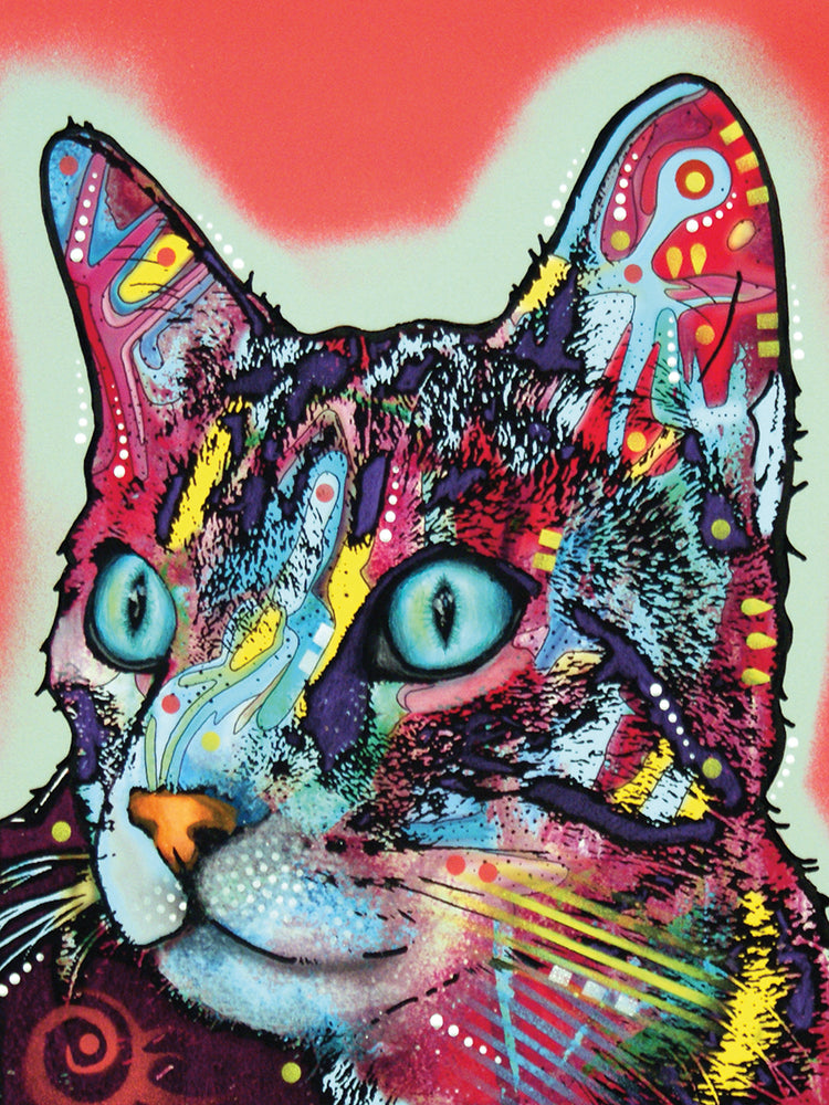 Curious Cat - highest quality handcrafted wall art work on large canvas & framed canvas prints by Dean Russo 