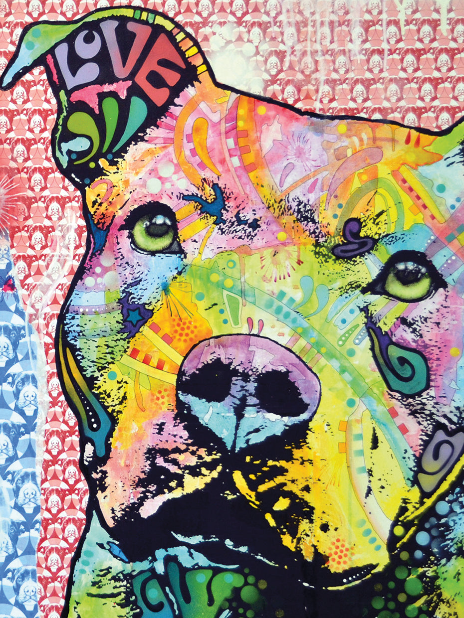Thoughtful Pit Bull This Years Love 2013 - highest quality handcrafted wall art work on large canvas & framed canvas prints by Dean Russo 