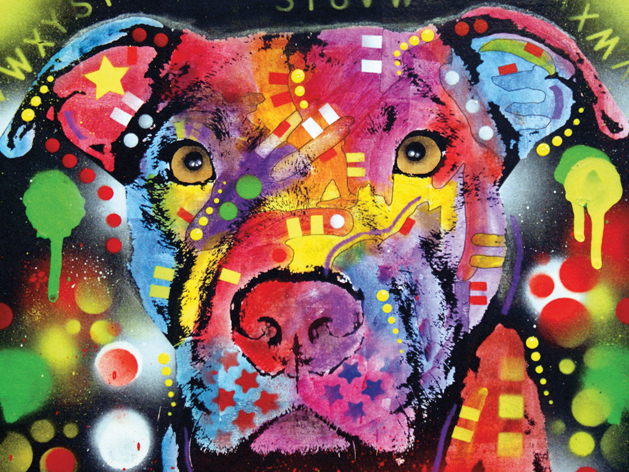 The Brooklyn Pit Bull - highest quality handcrafted wall art work on large canvas & framed canvas prints by Dean Russo 