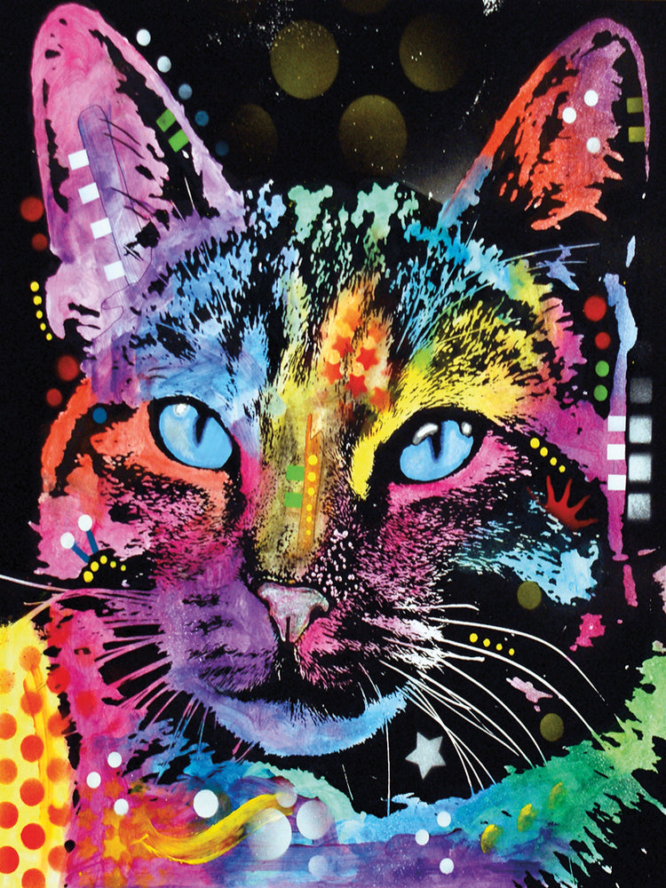 Thoughtful Cat - highest quality handcrafted wall art work on large canvas & framed canvas prints by Dean Russo 