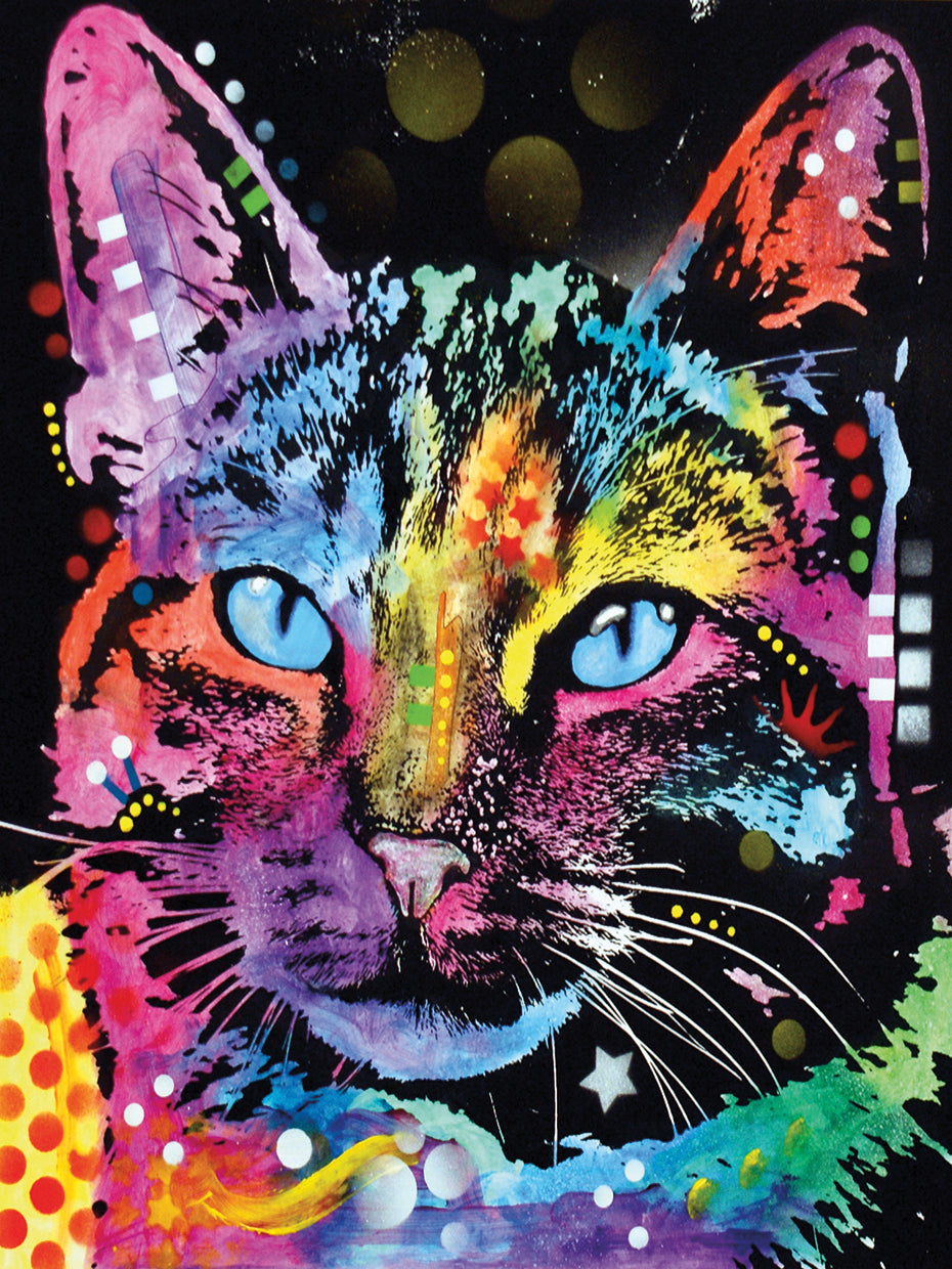 Thoughtful Cat - highest quality handcrafted wall art work on large canvas & framed canvas prints by Dean Russo 