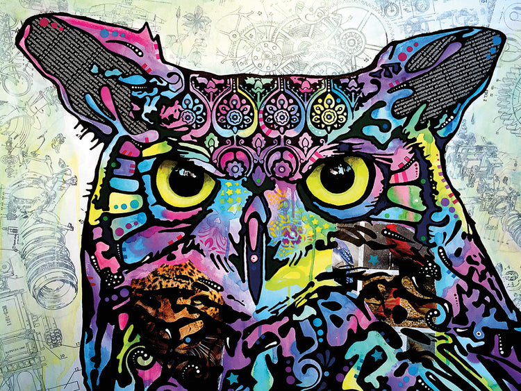 The Owl - highest quality handcrafted wall art work on large canvas & framed canvas prints by Dean Russo 