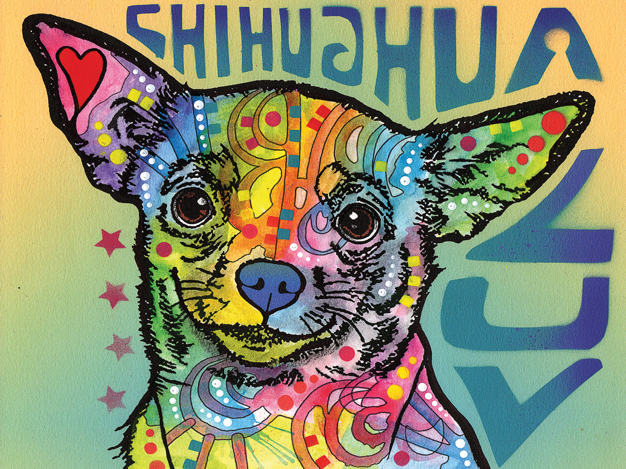 Chihuahua Luv - highest quality handcrafted wall art work on large canvas & framed canvas prints by Dean Russo 