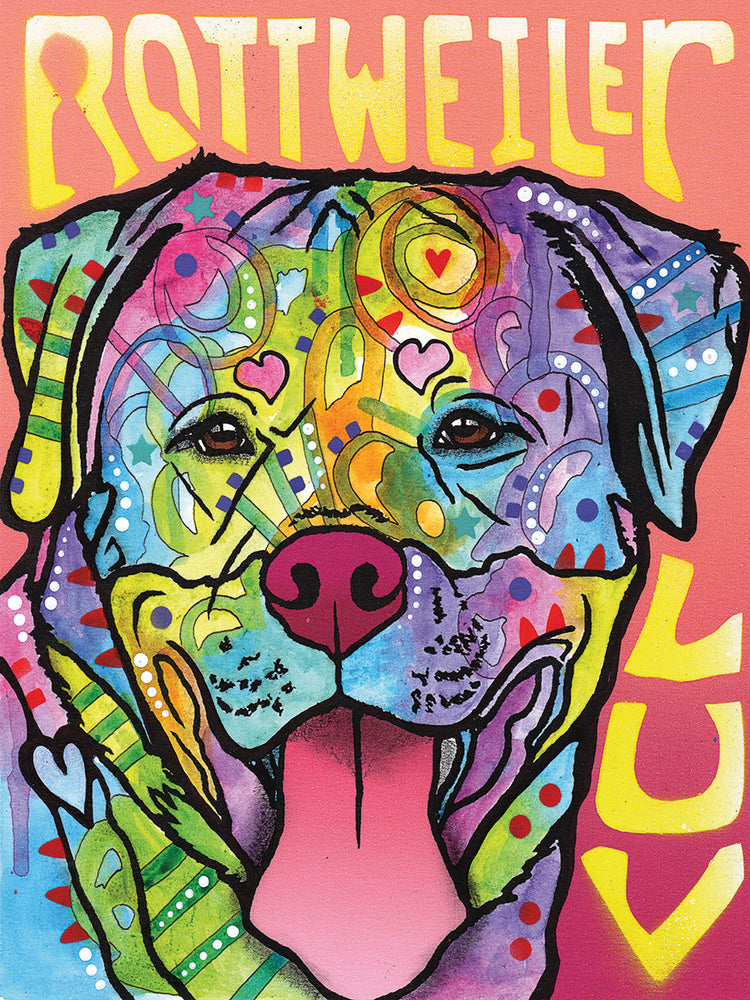 Rottweiler Luv - highest quality handcrafted wall art work on large canvas & framed canvas prints by Dean Russo 