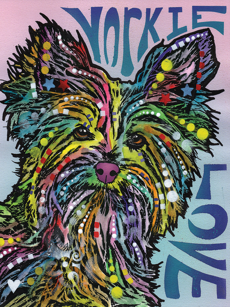 Yorkie Luv - highest quality handcrafted wall art work on large canvas & framed canvas prints by Dean Russo 