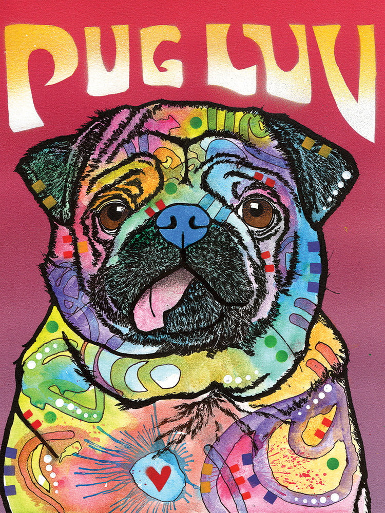 Pug Luv - highest quality handcrafted wall art work on large canvas & framed canvas prints by Dean Russo 