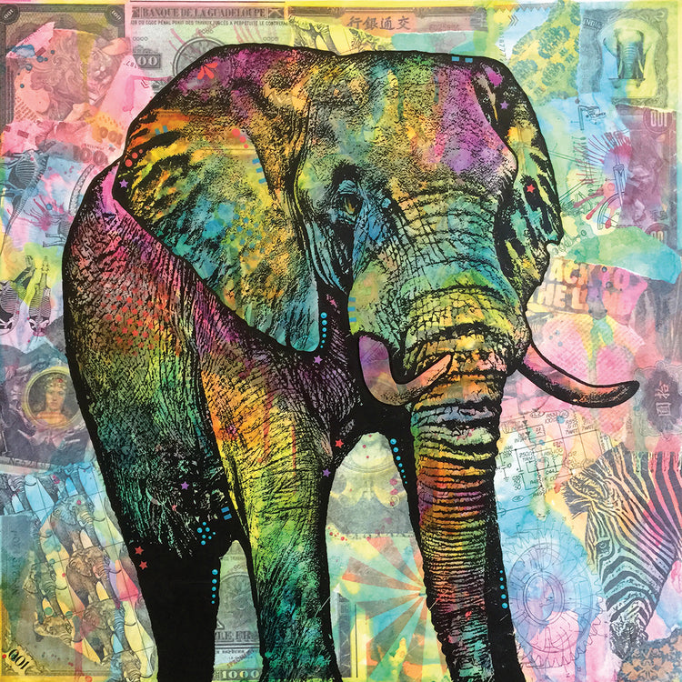Elephant Torn - highest quality handcrafted wall art work on large canvas & framed canvas prints by Dean Russo 