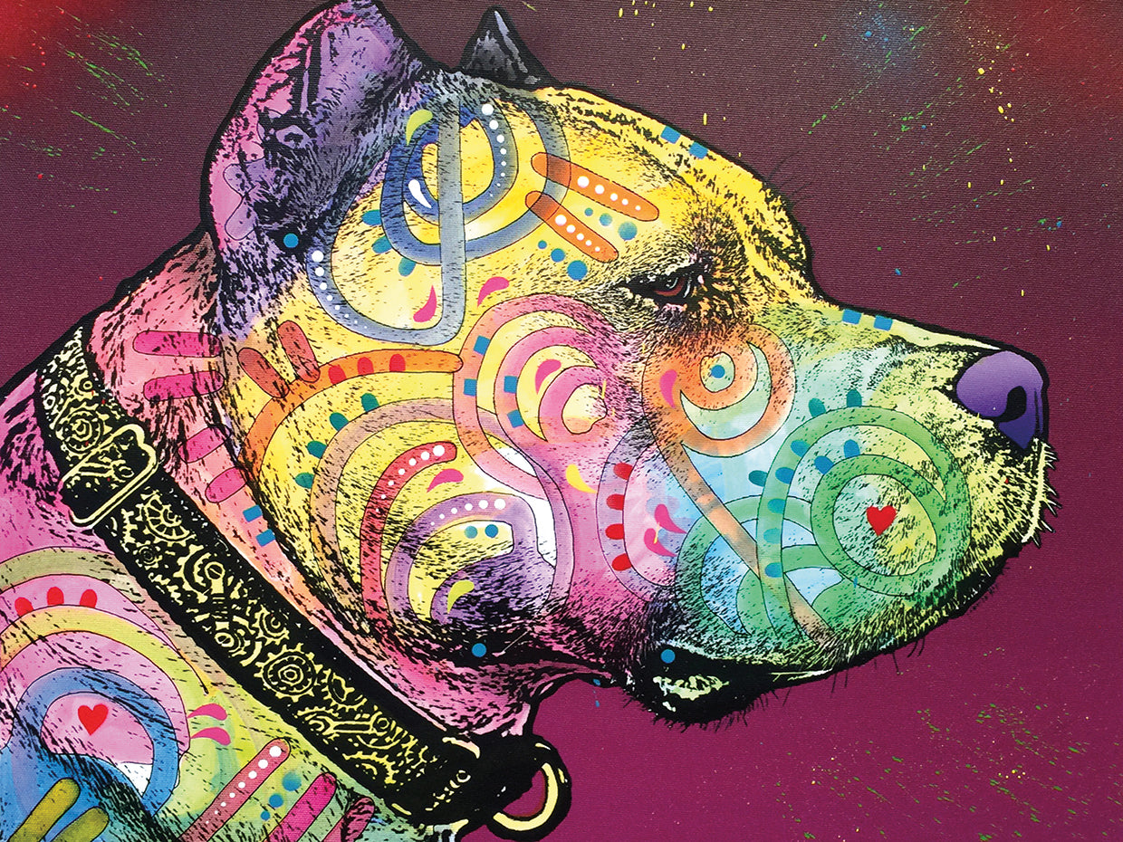 Pitbull Soul - highest quality handcrafted wall art work on large canvas & framed canvas prints by Dean Russo 