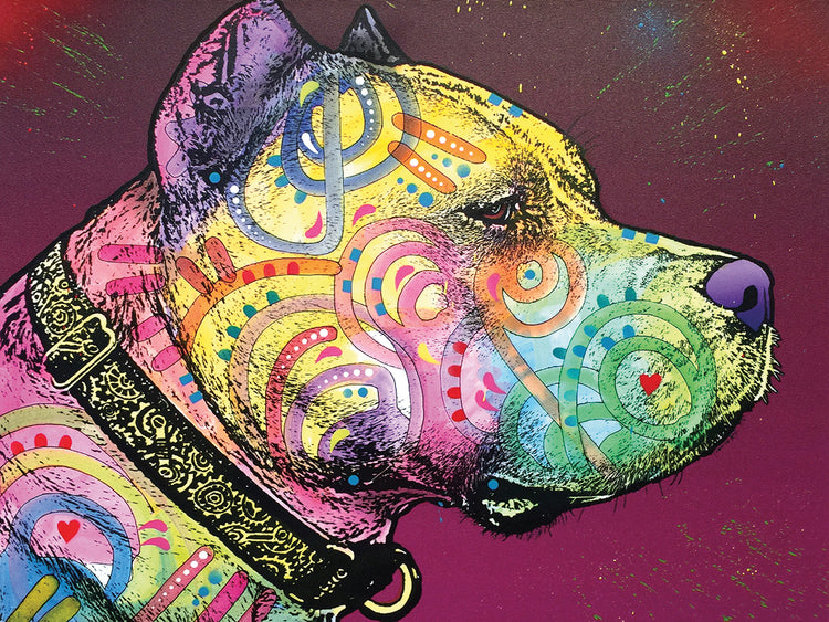 Pitbull Soul - highest quality handcrafted wall art work on large canvas & framed canvas prints by Dean Russo 