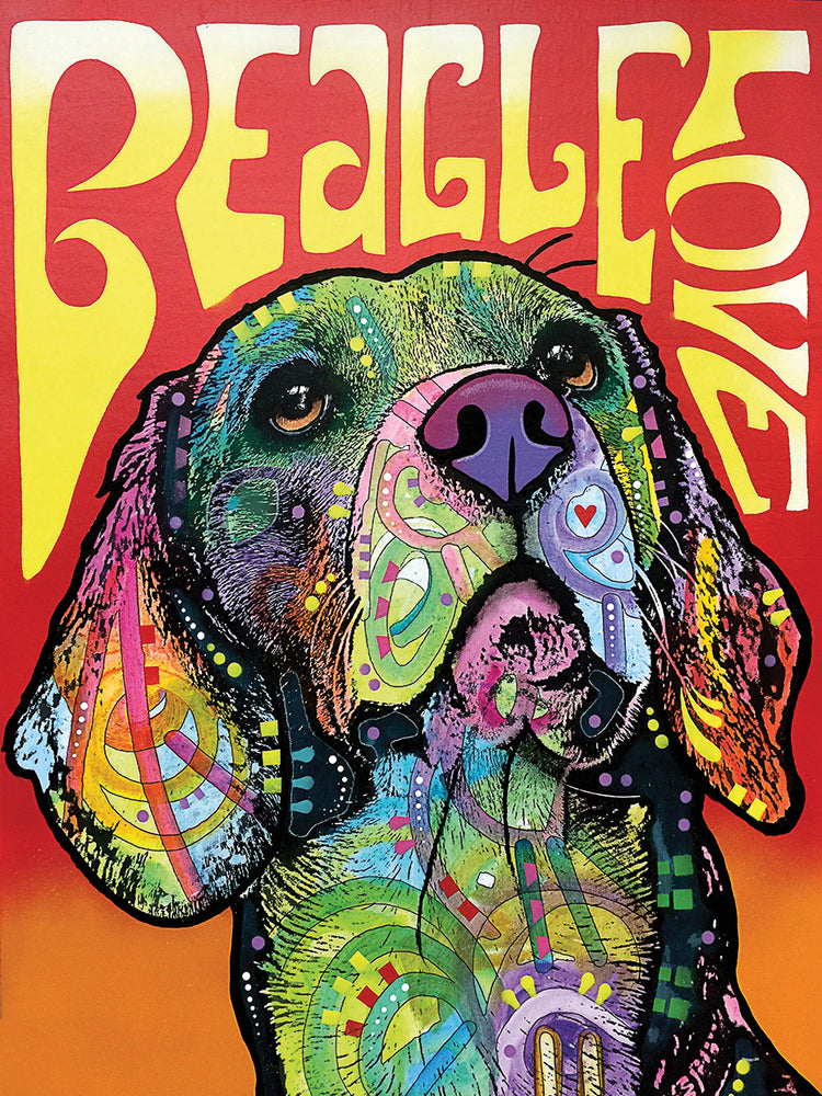 Beagle Love - highest quality handcrafted wall art work on large canvas & framed canvas prints by Dean Russo 