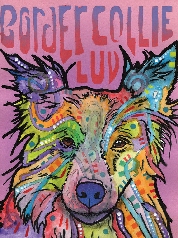 Border Collie Love 2 - highest quality handcrafted wall art work on large canvas & framed canvas prints by Dean Russo 