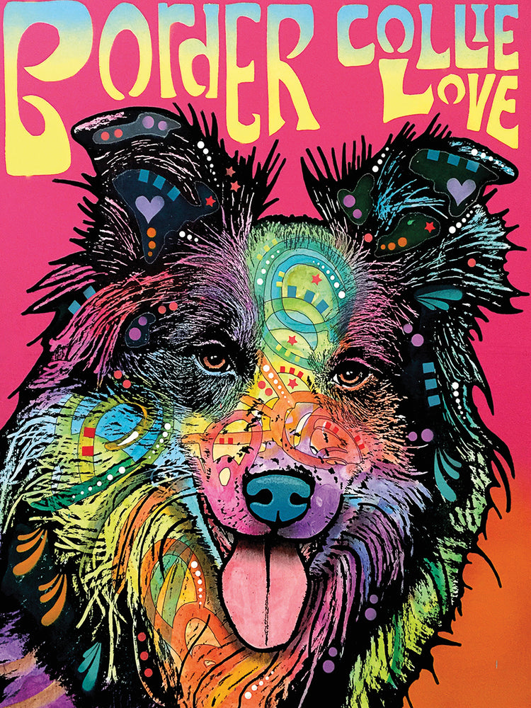 Border Collie Luv - highest quality handcrafted wall art work on large canvas & framed canvas prints by Dean Russo 