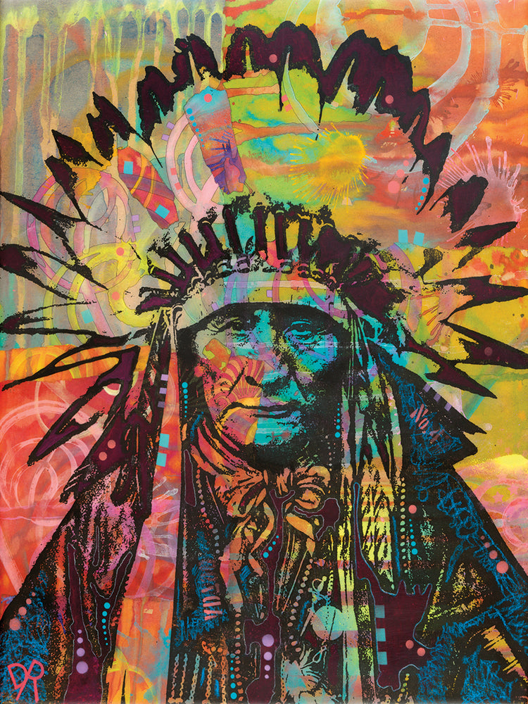 Native American II - highest quality handcrafted wall art work on large canvas & framed canvas prints by Dean Russo 