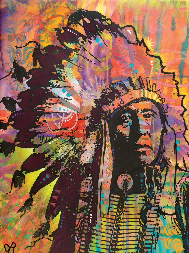 Native American III - highest quality handcrafted wall art work on large canvas & framed canvas prints by Dean Russo 
