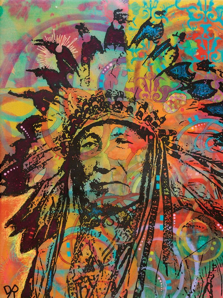 Native American V - highest quality handcrafted wall art work on large canvas & framed canvas prints by Dean Russo 