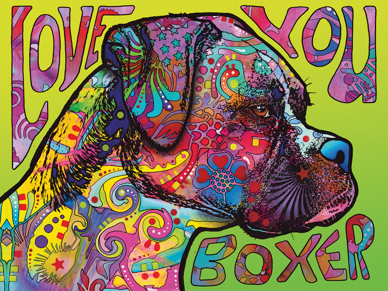 Love You Boxer - highest quality handcrafted wall art work on large canvas & framed canvas prints by Dean Russo 