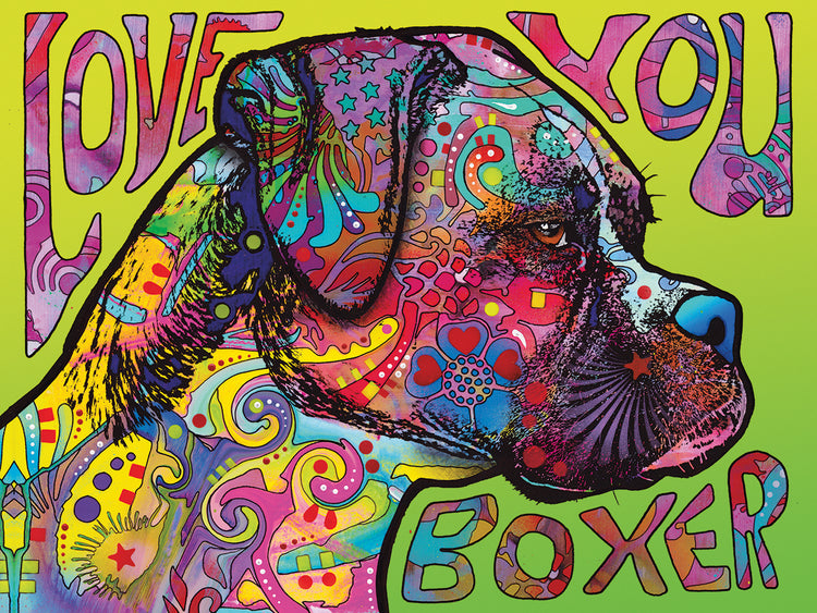 Love You Boxer - highest quality handcrafted wall art work on large canvas & framed canvas prints by Dean Russo 