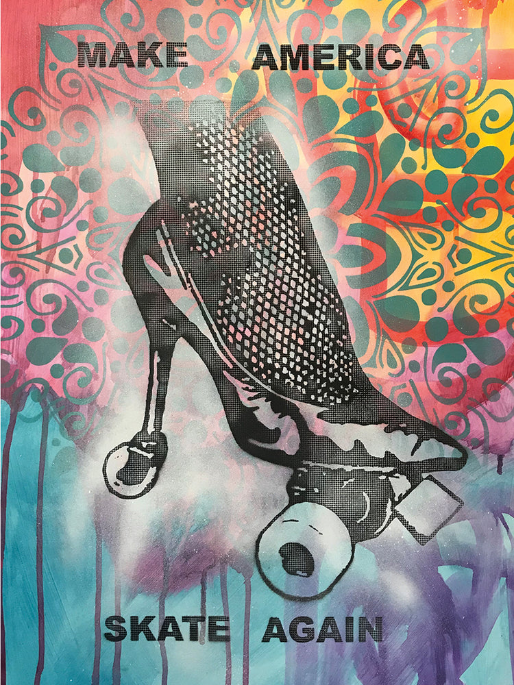 Make America Skate Again - highest quality handcrafted wall art work on large canvas & framed canvas prints by Dean Russo 