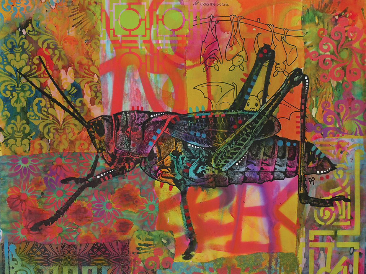 Grasshopper - highest quality handcrafted wall art work on large canvas & framed canvas prints by Dean Russo 