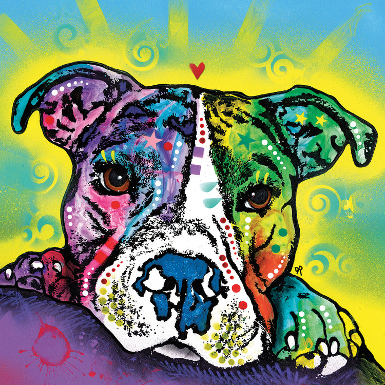 The Baby Pit Bull- highest quality handcrafted wall art work on large canvas & framed canvas prints by Dean Russo 