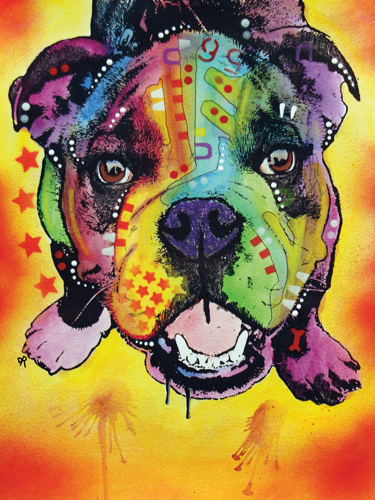 Baby Bulldog- highest quality handcrafted wall art work on large canvas & framed canvas prints by Dean Russo