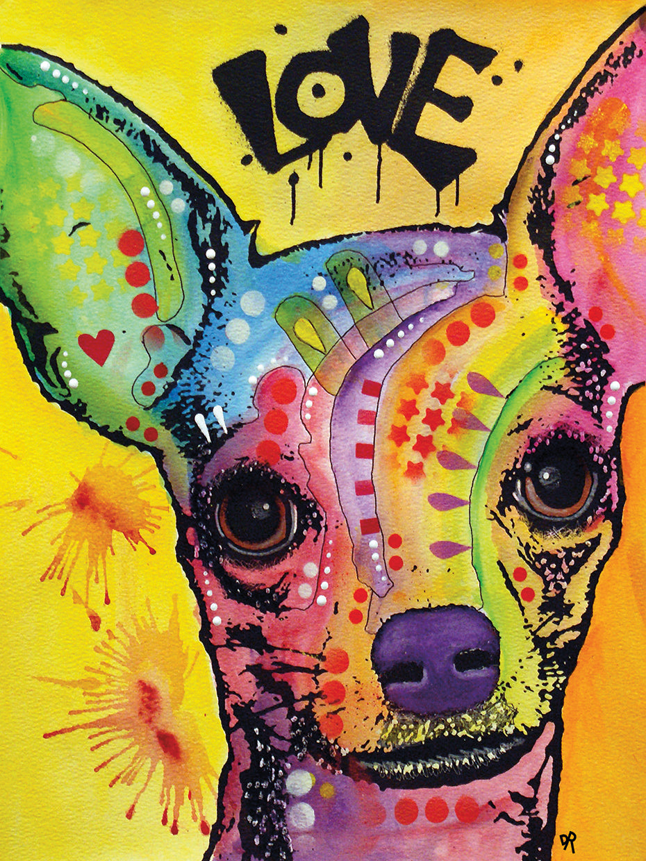 Chihuahua Drip Love - highest quality handcrafted wall art work on large canvas & framed canvas prints by Dean Russo 