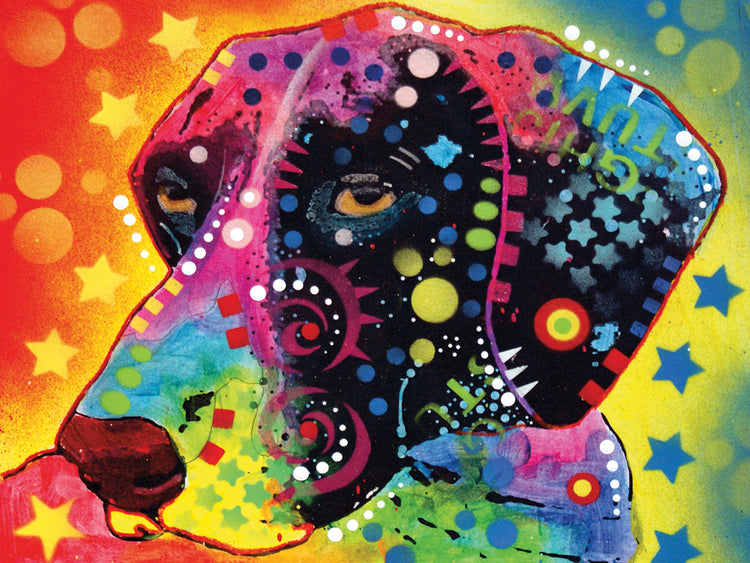 Multicolor Dog - highest quality handcrafted wall art work on large canvas & framed canvas prints by Dean Russo 