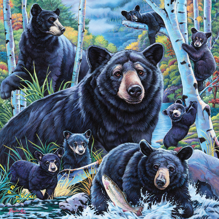 Osos en el arte de la lona de abedules