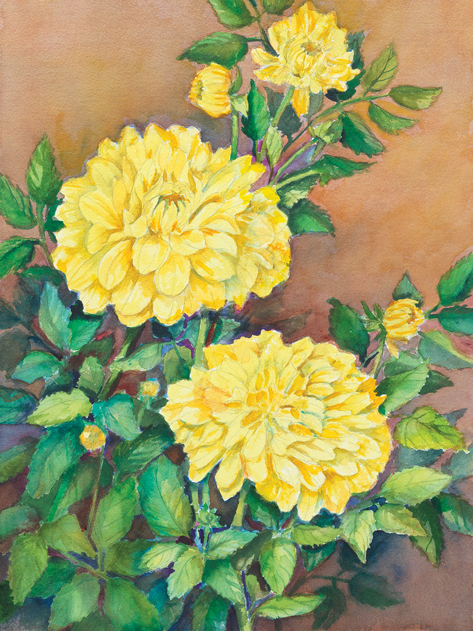 Dahlias in Gold
