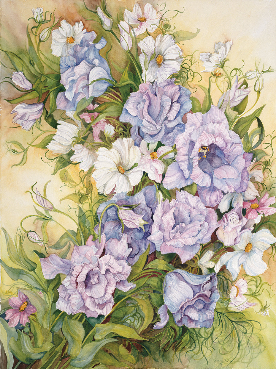 Blue Prairie Gentian And Cosmos