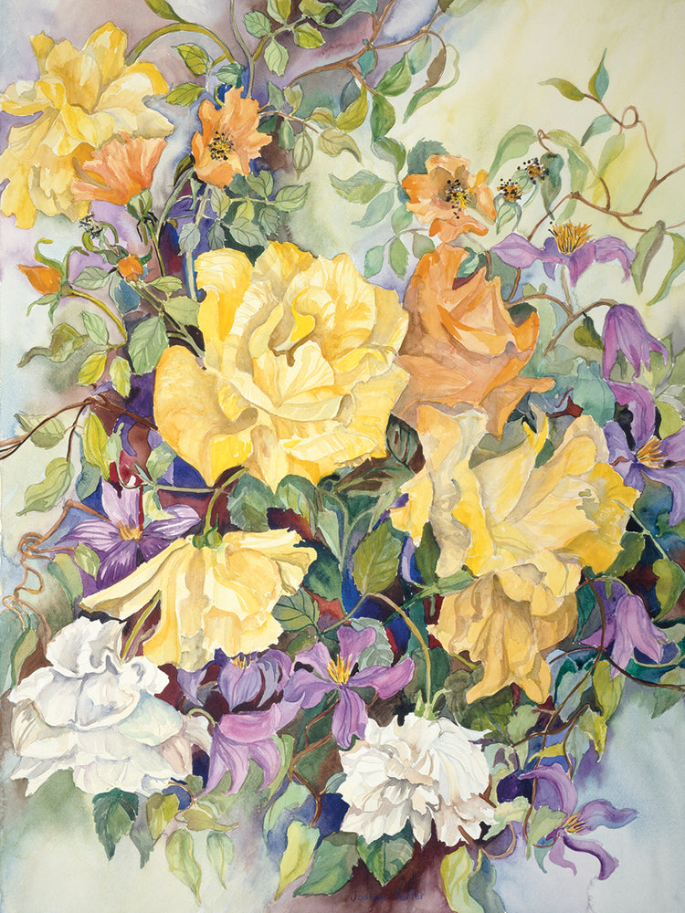 Roses With Purple Clematis