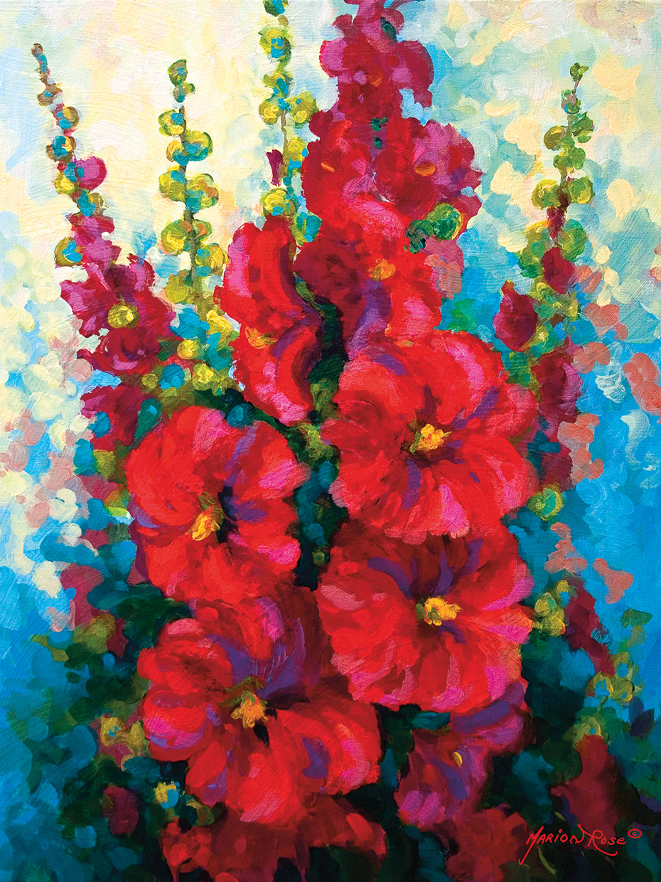 Marion Rose Hollyhocks Canvas Art Prints For Sale – Fineartcanvas.com