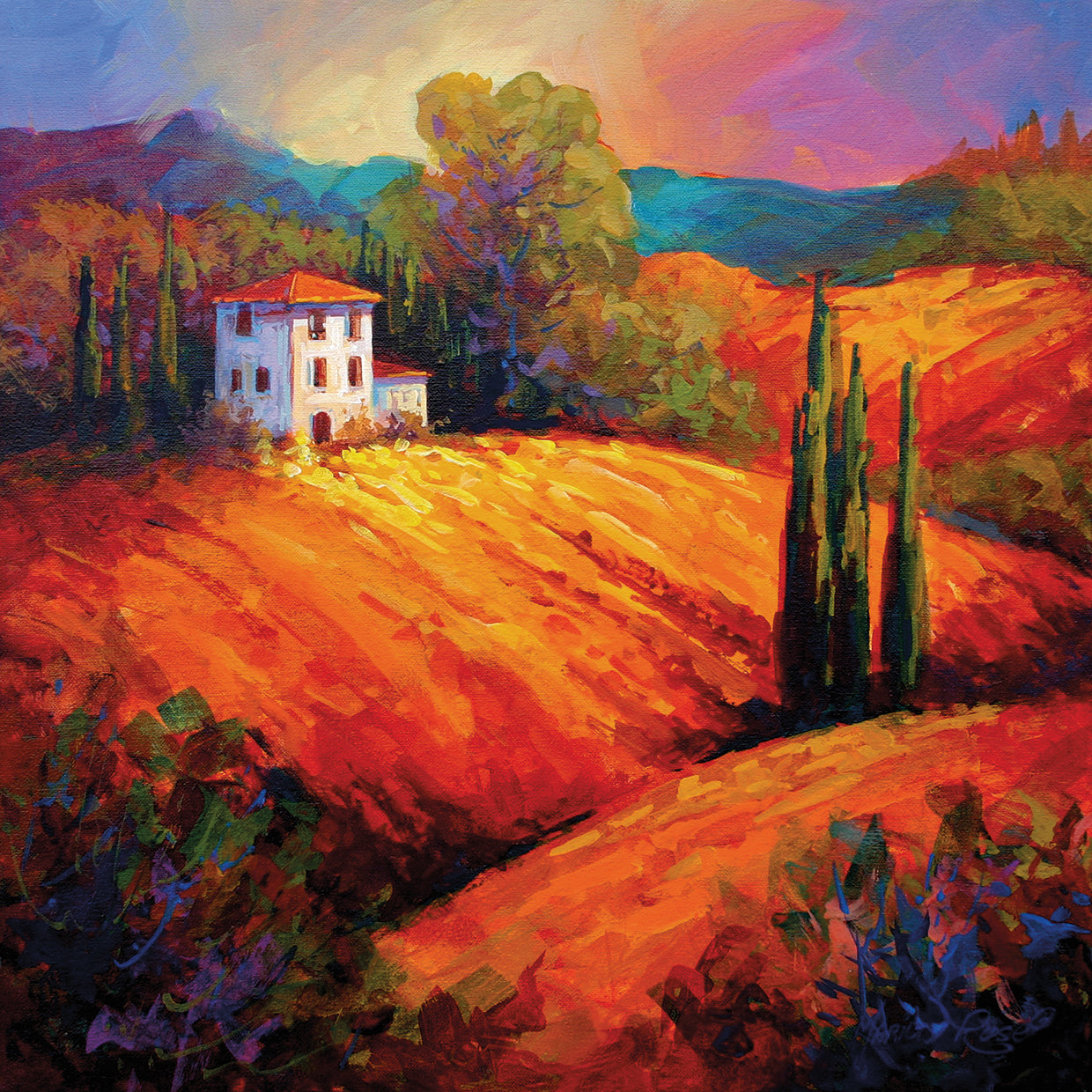 Tuscan Villa Evening Wall Art by Marion Rose | Fine Art Canvas