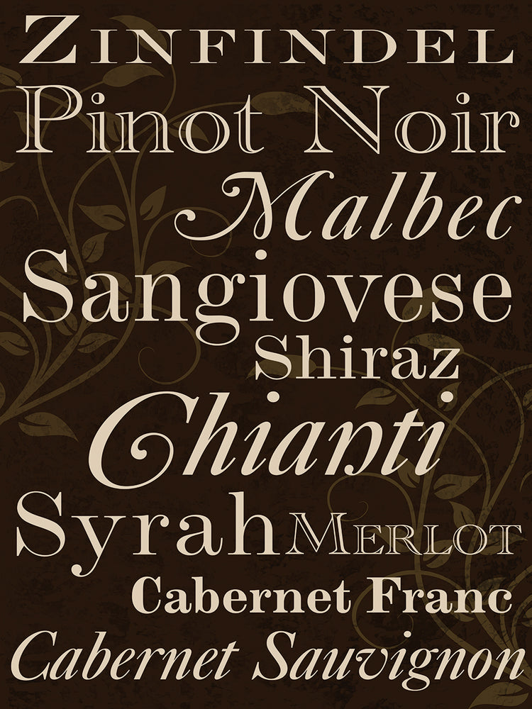 Arte de lienzo de tipografía de vino tinto